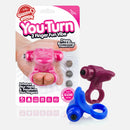 Screaming O You Turn Finger Vibrator Merlot packaging with pink and blue vibes promoting enhanced pleasure and stimulation.