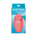 Luv Inc TV11 Triple-Action Clitoral Vibrator Coral packaging showcasing its design and features.