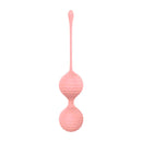 Luv Inc Kegel Balls Ribbed Silicone 2 Piece Set Light Pink showcasing ribbed texture for pelvic floor training.