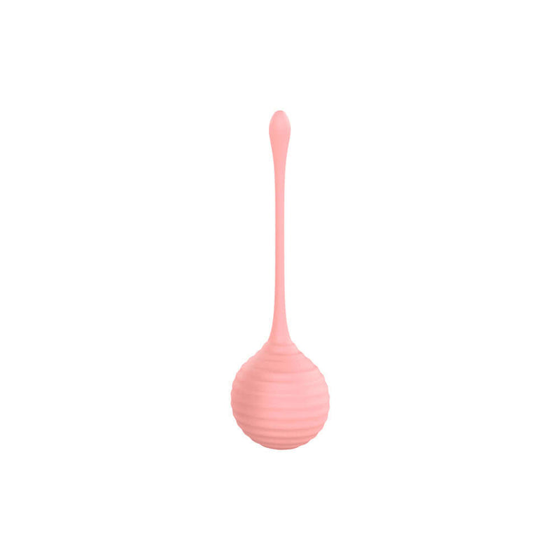 Luv Inc Kegel Balls Ribbed Silicone 2 Piece Set Light Pink, soft ribbed silicone texture for pelvic training.
