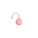 Luv Inc Kegel Balls Ribbed Silicone 2 Piece Set Light Pink single kegel ball with a ribbed texture and loop for pelvic training.