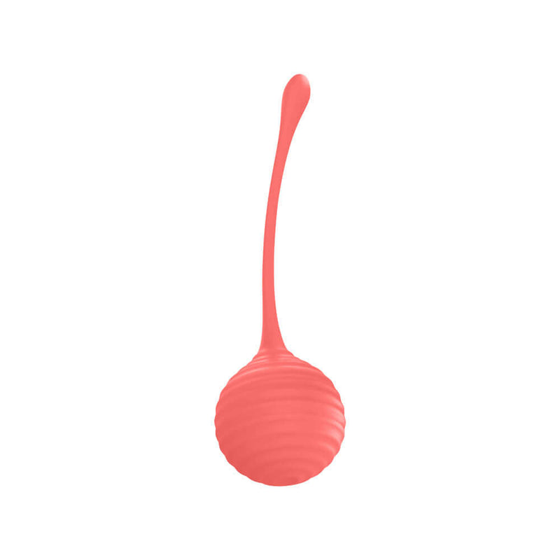 Luv Inc Kg88 Kegel Balls Ribbed Silicone 2 Piece Set Coral, a ribbed silicone kegel ball for pelvic floor training.