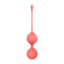 Luv Inc Kg88 Kegel Balls Ribbed Silicone 2 Piece Set Coral in smooth, ribbed design for pelvic floor training.