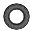 Forto F-15 Rechargeable Silicone Vibrating Cockring Black viewed from above, showcasing its textured design.