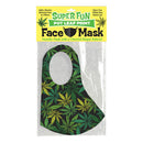 Little Genie Super Fun Pot Leaf Face Mask with a colorful pot leaf print in packaging.