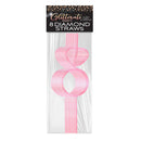 Little Genie Glitterati Diamond Straw Set 8 Count Pink in pink packaging with twisty straws, perfect for parties.