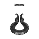Forto F-24 Silicone Textured Vibrating Cockring Black showcasing its unique design and textured silicone for enhanced pleasure.