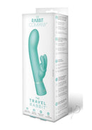 The Rabbit Company The Travel Rabbit Silicone Vibrator Aqua packaging showcasing design and features.