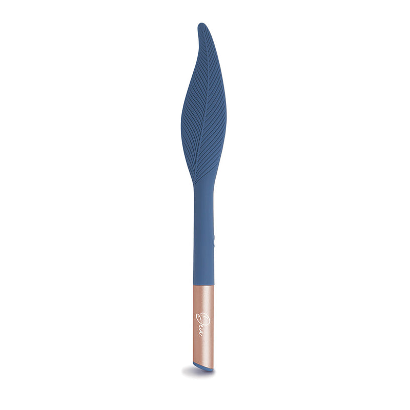 Deia The Feather Vibrating Tickler Silicone Blue with sleek design and flexible tip for intimate pleasure.