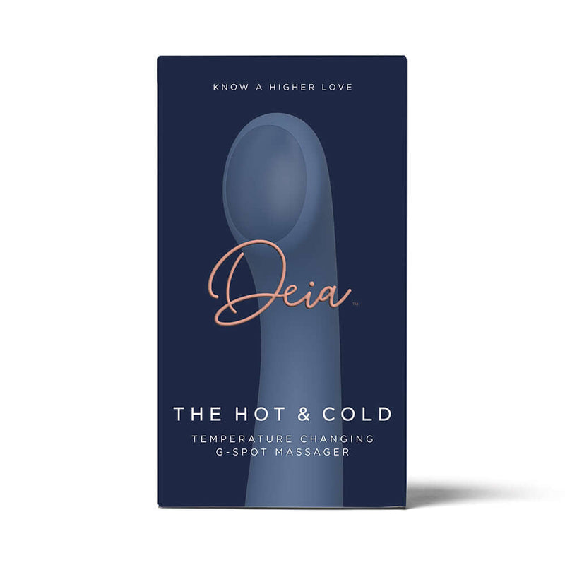 Deia The Hot Cold Temperature Changing G Spot Massager Blue packaging showcasing unique design and features.