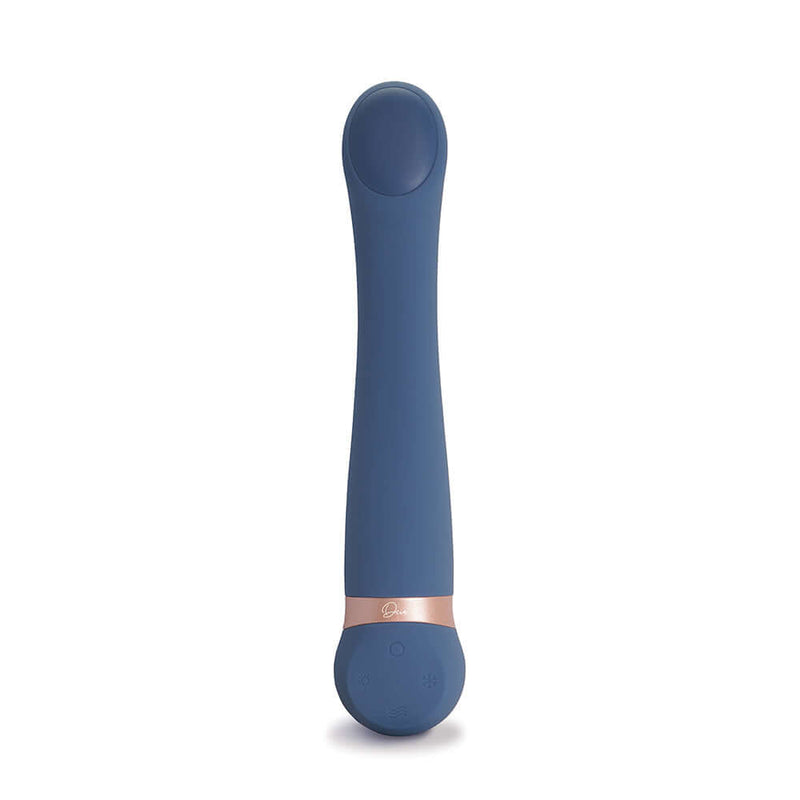 Deia The Hot Cold Temperature Changing G Spot Massager Blue shown from the front with sleek design and buttons.