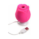 Curve Toys Gossip Cum Into Bloom Clitoral Stimulator Magenta with USB charger in flower design.