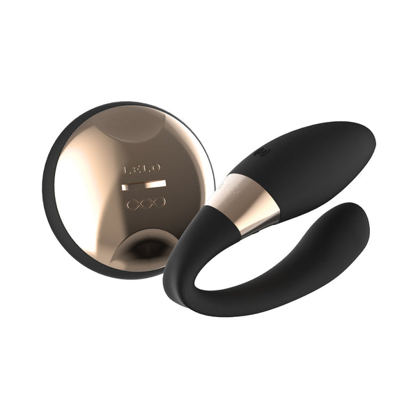 LELO TIANI DUO Dual Stimulation Couples Vibrator With Remote Black featuring sleek design and remote control.