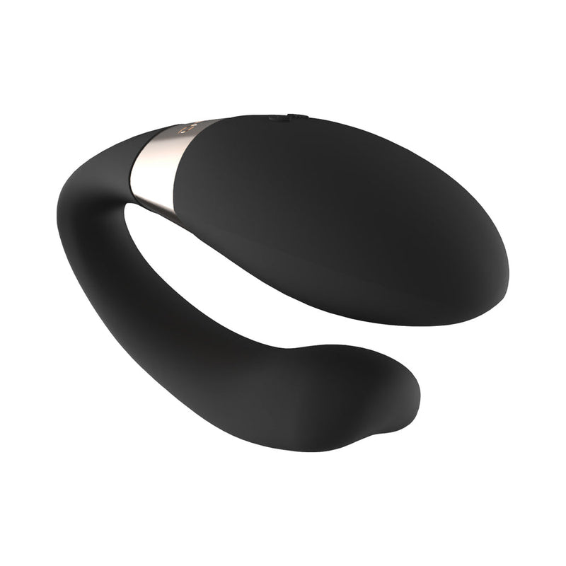 LELO TIANI DUO Dual Stimulation Couples Vibrator With Remote Black angled view on a white background.