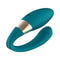 LELO TIANI DUO Dual Stimulation Couples Vibrator With Remote Blue side view showcasing its ergonomic design.
