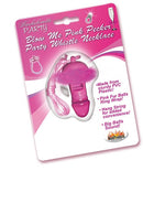 Blow Me Pink Pecker Whistle Necklace package featuring a playful pink pecker design and whistle for bachelorette parties.