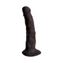 Skinsations Playful Partner 8 Inch Strap On With Harness realistic dildo in black, featuring a lifelike texture for partnered play.