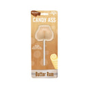 Candy Ass Booty Pops Butter Rum Flavor lollipop shaped like a humorous rear, packaged for a fun candy experience.