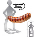 Grill My Wiener Hot Dog Grill Stand with sausage, a fun hands-free cooking accessory for BBQs.