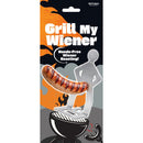 Grill My Wiener Hot Dog Grill Stand packaging showcasing hands-free wiener roasting with a grilled sausage.