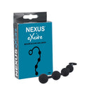 Nexus Excite Anal Beads Silicone Medium Black packaging with sleek anal beads design.