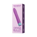 FemmeFunn Densa Bullet Dual Density Slimline Vibrator Purple packaging with sleek design and vibrant color.