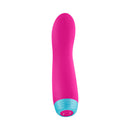 FemmeFunn Rora Rotating Bullet Vibrator Pink in vibrant pink color with a blue base, showcasing its sleek design.
