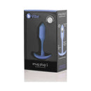 B-Vibe Snug Plug 1 Weighted Silicone Anal Plug Violet packaging featuring the sleek design and smooth silicone finish.