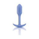 B-Vibe Snug Plug 1 Weighted Silicone Anal Plug Violet in a smooth, soft silicone finish, emphasizing its comfortable design.