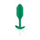 B-vibe Snug Plug 2 Weighted Silicone Anal Plug Green with subtle ridges for added stimulation.