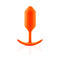 b-Vibe Snug Plug 3 Weighted Silicone Anal Plug Orange displayed on a reflective surface.