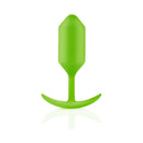 b-Vibe Snug Plug 3 Weighted Silicone Anal Plug Lime in bright green color for enhanced anal pleasure and comfort.