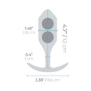 b-Vibe Snug Plug 3 Weighted Silicone Anal Plug Lime dimensions diagram showing size details.
