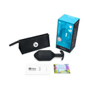 b-Vibe Snug Plug 7 Weighted Silicone Anal Plug Black with packaging and accessories displayed.
