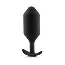 b-Vibe Snug Plug 7 Weighted Silicone Anal Plug Black in sleek black silicone design.