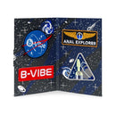 b Vibe 10 Piece Asstronaut Glow in the Dark Butt Play Set themed patches on a cosmic background.