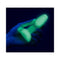 a hand holding a glowing b Vibe 10 Piece Asstronaut Glow in the Dark Butt Play Set toy in a dark setting