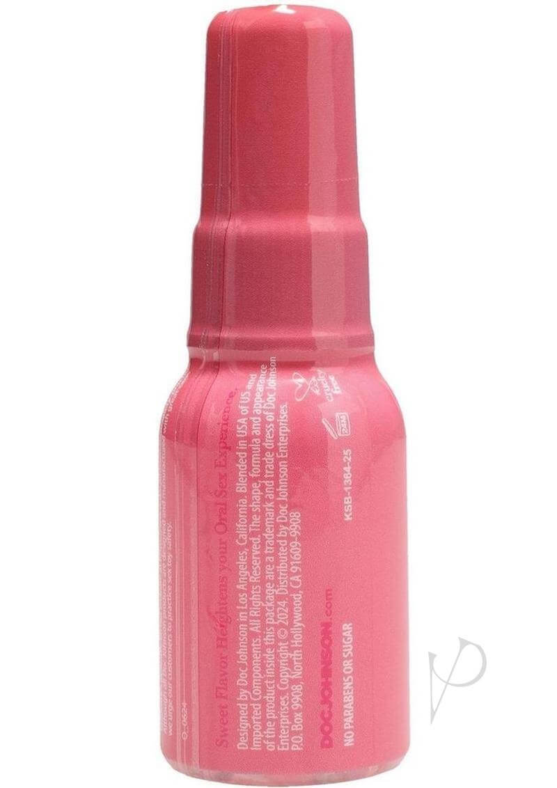 GoodHead Pussy Licker Spray Strawberry 1 Oz bottle showcasing the juicy strawberry flavor in a compact design.