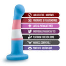 Avant Pride P2 Suction Cup Silicone Dildo True Blue with safety features and customization options.