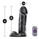Jet Brutalizer 15 Inch Large Dildo Black dimensions showcasing 15in length and 3.75in width, perfect for size enthusiasts.