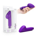 Noje B4 Iris Bullet Vibrator with G-Spot Sleeve held in hand with packaging, showcasing its sleek purple design.