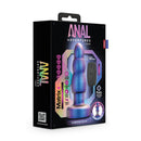 Anal Adventures Matrix Kinetik Plug Space Age Blue packaging with remote control and iridescent design.