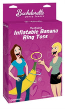 Bachelorette Party Favors Inflatable Banana Ring Toss game packaging featuring two women laughing and playing.