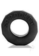 Oxballs Sprocket Stretchy Cock Ring Night Edition Black, a soft silicone cock ring for comfort and support.