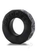 Oxballs Sprocket Stretchy Cock Ring Night Edition Black in black silicone design.