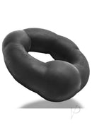 Oxballs Thruster Bulge Lifter Cockring Night Edition Black showcasing its super-stretchy design and soft silicone.