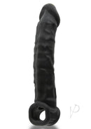 Oxballs Muscle Ripped Slim Cocksheath Night Edition Black showcasing sleek design and unique texture for added pleasure.