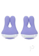 Playboy In A Pinch Nipple Clamps Purple showcasing bunny-shaped clamps in soft silicone with a shiny base.