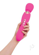 Bodywand Rumble 12 Inch Rechargeable Wand Massager Hot Pink held in a hand, showcasing its sleek design and controls.