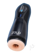Zolo Lift Off Rechargeable Stroker Black close-up showing thrusting feature and controls.